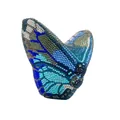 Vista detallada de un bolso de mano de mariposa de lujo con cristales azules y plateados. - Azul real