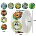 Detaillierte Maße der niedlichen Cartoon-Tier-Aufkleber auf Rolle für Kinder und Lehrer - C68;2.5cm/500 stickers