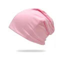 Gorro slouchy rosa para mujer, gorro de punto cálido de invierno en un estilo chic. - M (56-58cm) / Rosa loto