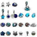 Ocean themed alloy beads with sea star, seahorse, and crab charms for DIY bracelets - Mixed Ocean Large Hole Beads Set (SN989)