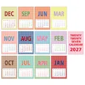 Full set of 13 retro colorful gingham 2027 calendar cards for aesthetic wall decoration - 2027 Retro Gingham Calendar (QT2319-3) / 13 Pieces/Pack