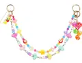Colorful beaded bag chain with heart and fruit charms in vibrant rainbow colors - Beaded Bag Chain Set