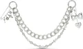 Silver multi-layered bag chain strap with cross pendants and bow heart charms - Bowknot Bag Chain Set