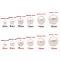 Tabella di confronto dimensioni perle da 6 mm a 16 mm con fori specifici - Perla artificiale rosa fior di ciliegio con foro