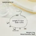 Elegantes verstellbares Edelstahlarmband mit Herzanhängern und Zirkoniasteinen - Herz-Anhänger-Armband(NMSB-M253-4)
