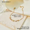 Vergoldetes Edelstahlarmband mit Stern- und Mondanhängern und lila Zirkon - Stern & Mond Anhänger Armband(NMSB-M329-1)