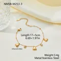 Elegantes vergoldetes Edelstahlarmband mit Herzanhängern und Zirkonia-Steinen - Herz-Anhänger-Armband(NMSB-M253-3)