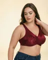 Plus-size burgundy push-up bra for curvy women, breathable and supportive design - 100.00g / Tops / Burgundy