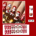 Festive red Christmas press-on nails with Santa Claus and reindeer motifs, 24-piece set. - Santa Claus Style (YX-29) / 24 Pcs/Set