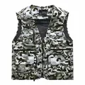 Men's grey camouflage multi-pocket outdoor fishing vest with breathable mesh lining - Camo Grey