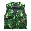 Men's outdoor mesh quick-dry camouflage vest with multi-pocket design for fishing - Camo Green