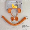Süßes Halloween Plüsch Affenohren Stirnband Set mit Banane und Schwanz für Kinder - Bananen Affen 3-Teiliges Set / Dunkelbraun