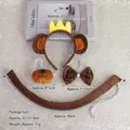 Vierteiliges Affenkostüm-Set aus Plüsch mit Kronen-Stirnband, Fliege, Maske und Schwanz - Kronen Affen 4-Teiliges Set / Kaffeebraun