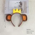 Niedlicher Plüsch Affenohren Haarreif mit gelber Krone für Kinder Halloween Kostüm - Kronen-Affen-Stirnband / Kaffeebraun