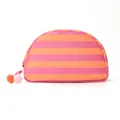 Trousse de maquillage coquillage rayée rose et orange, grand sac de rangement de voyage. - Rayures orange et rose