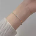 Delicate silver chain bracelet with colorful beads minimalist elegant wrist jewelry daily wear accessory - Colorful Small Bead Thin Chain Style (MY35879)