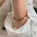 Chic Red Beaded Bracelet with Silver Spacers Elegant Women Fashion Jewelry Variant - Red Flat Round Beaded Style (MY35890)