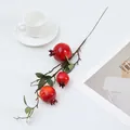 Branche de grenade artificielle décoration maison, tige de faux fruit réaliste pour centre de table. - Grenade Rouge à Trois Têtes