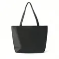 Minimalistische schwarze Ledertasche, grosse Kapazität lässige Alltagshandtasche für Damen. - Schwarz