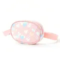 Niedliche Kinderbauchtasche mit bunten Herzen und Steppung für Freizeit und Sport. - Rosa Herz-Charm