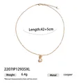 Collana Girocollo Pendente Luna Perla Oro 42+5cm Moda Gioiello Elegante In Rame - Collana di Perle (2207IP12935XL) / Lunghezza 42 Plus 5cm