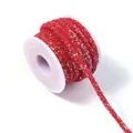 Red sequin PVC braided cord detail view craft supply ribbon trim hair accessories DIY - Red