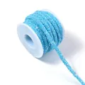 Blue sequin PVC braided rope detail, sparkling DIY craft cord for dance costume hair accessories - Blue