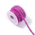 Purple sequin PVC braided cord roll, shimmering DIY craft trim for apparel and hair accessories. - Rose Red