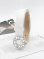 White glitter women belt with crystal rhinestone round buckle sparkling detailed view fashion - 2.8cm Round Buckle / White