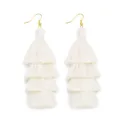 Elegante weiße vierstöckige Quastenohrringe mit Goldhaken für stilvolles Accessoire. - 1 Paar (Länge ca. 73mm) / Beige