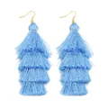 Hellblaue vierstufige Quasten-Variante, stylischer Polyester-Anhänger für DIY-Schmuck. - 1 Paar (Länge ca. 73mm) / Seeblau
