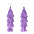 Vierlagige lila Quasten Ohrringe Detail, elegantes hängendes Fransen Design für DIY Schmuck Zubehör. - 1 Paar/Packung (85mm) / Lila