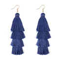 Blauer vierlagiger Polyester Quasten Anhänger für DIY Schmuck und Taschen Accessoire - 1 Paar/Packung (85mm) / Blau