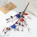 Red white and blue glitter star berry branch patriotic holiday home decor floral accessory - Foam Fruit Branch - Glitter Star