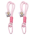 Portachiavi in nylon intrecciato rosa con moschettone in lega ed etichetta decorativa - 1 Pezzo/Confezione / Rosa