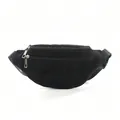 Black corduroy fanny pack with dual zip pockets, casual waist bag for outdoor daily use. - Corduroy Black