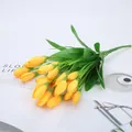 Artificial yellow tulip flower bouquet detail, realistic fake floral decor for home table. - A136 Yellow