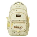 Light yellow student backpack with cute star and plaid patterns, large capacity school bag. - With Pendant / Yellow