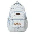 Cute star print school backpack for student girls, lightweight casual daypack for daily use. - With Pendant / Blue