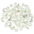 Détail clair de perles en verre étoile et lune pour fabrication de bijoux faits à la main. - Lot de 50 pièces / Vert Printemps