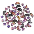 Perles en verre étoile et lune style DIY, vue détaillée idéale pour bracelets et boucles. - Lot de 50 pièces / Semi-gunmetal avec couleur intérieure