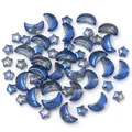 Blauwe glas ster en maan kralen voor DIY handgemaakte sieraden, armbanden en kettingen. - Set van 50 stuks / Inktblauw