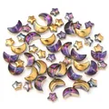 DIY accessoires de bijoux perles de verre etoile et lune colorees pour bracelets colliers - Lot de 50 pièces / Rose Rouge Mi-Or