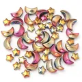 Perles en verre colorées étoile lune pour fabrication de bijoux DIY bracelet collier pendentif. - Lot de 50 pièces / Rouge Multicolore