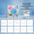 Juego de acuarela portátil de peces con 12 pinturas, libro de colorear y pinceles - 30 Hojas/Paquete / Dreamy Fish