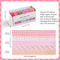 6 Rollen rosa kariertes PET Washi Tape Set für Scrapbooking DIY Dekor 2m - 6er-Set Rollen / Bubble Plaid 6