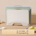 3-piece baby food cutting board set made of food-grade PP in three colors - Set Cutting Board with Blue Grey Base / Three-Piece Set