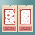 Double-sided anti-mold cutting board with red border and tropical leaf pattern - Broadleaf Plant Print / CB-17 (Pomegranate Red)