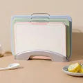 Set of 3 multi-color food grade PP cutting boards with storage stand for baby food - Set Cutting Board with Rose Silver Base / Three-Piece Set