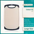 Large eco-friendly wheat fiber cutting board in natural tan color with non-slip handle - L / Beige